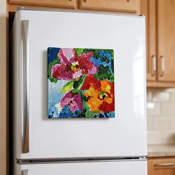 Canvas_Mdf_Textured_Floral_Pattern_Refrigerator_Magnet