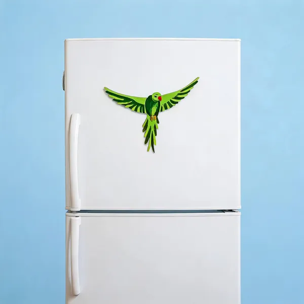 Mdf_Hand_Painted_Green_Parrot_Decorative_Fridge_Magnet