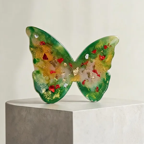 Resin_Glossy_Green_Gold_Butterfly_Decorative_Showpiece