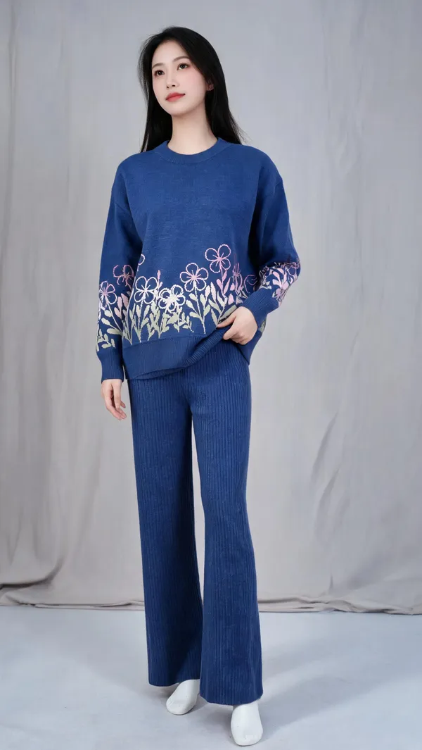 Blue_Woolen_Floral_Embroidered_Relaxed_Fit_Co-Ord_Set_For_Women