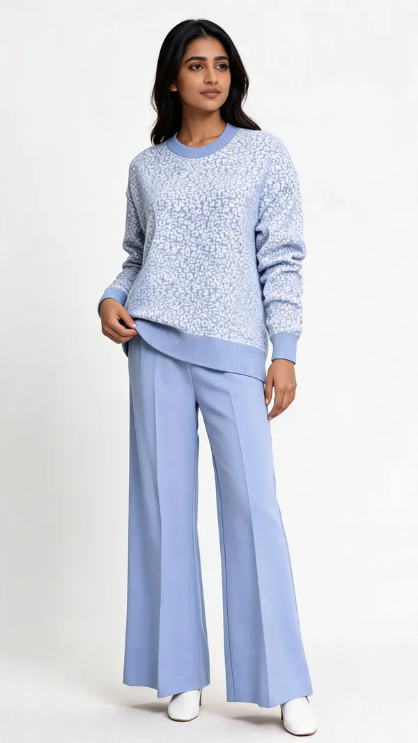 Light_Blue_Woolen_Animal_Print_Relaxed_Fit_Co-Ord_Set_For_Women