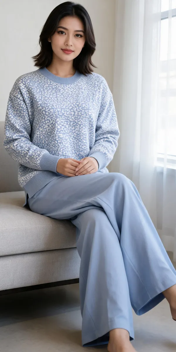 Light_Blue_Woolen_Animal_Print_Relaxed_Fit_Co-Ord_Set_For_Women