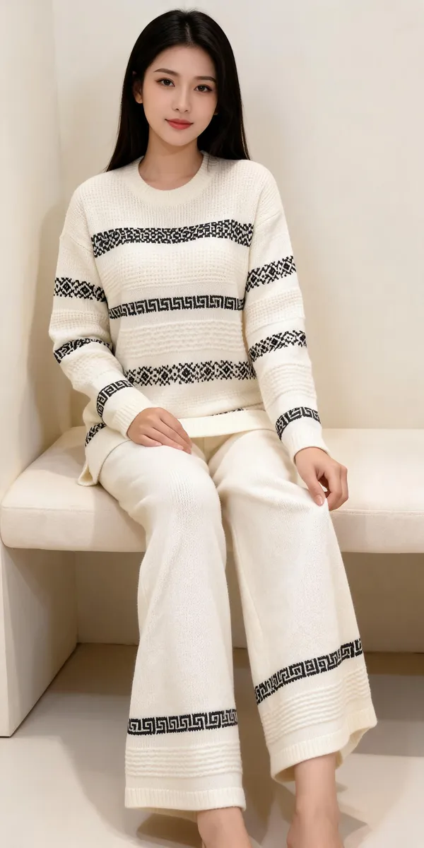 White_Woolen_Geometric_Print_Relaxed_Fit_Co-Ord_Set_For_Women