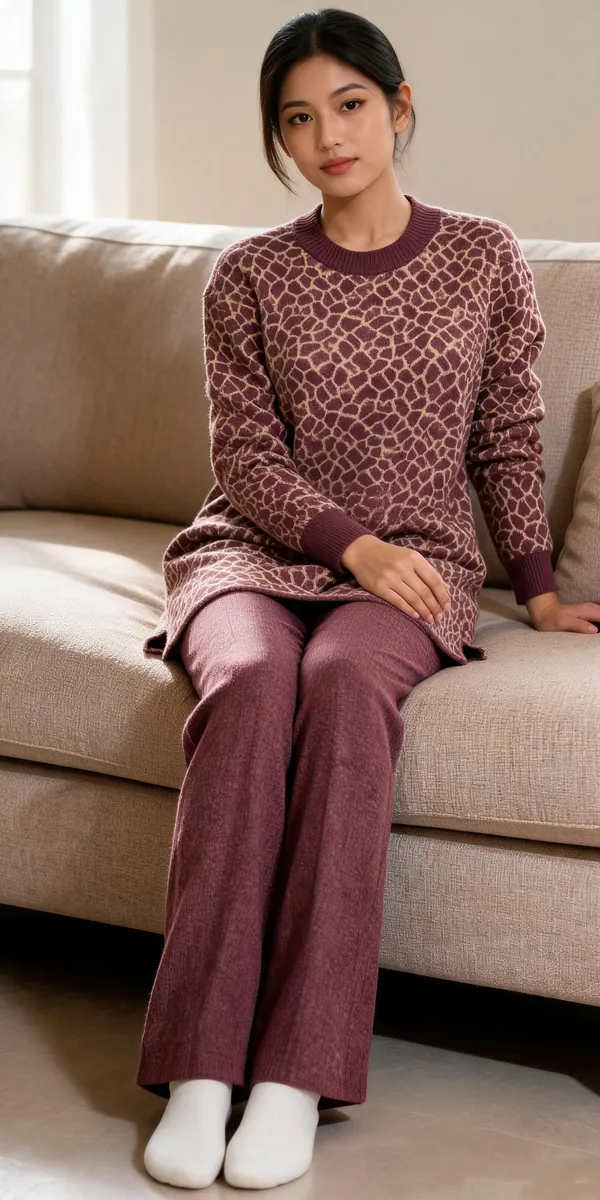 Maroon_Woolen_Animal_Print_Relaxed_Fit_Co-Ord_Set_For_Women