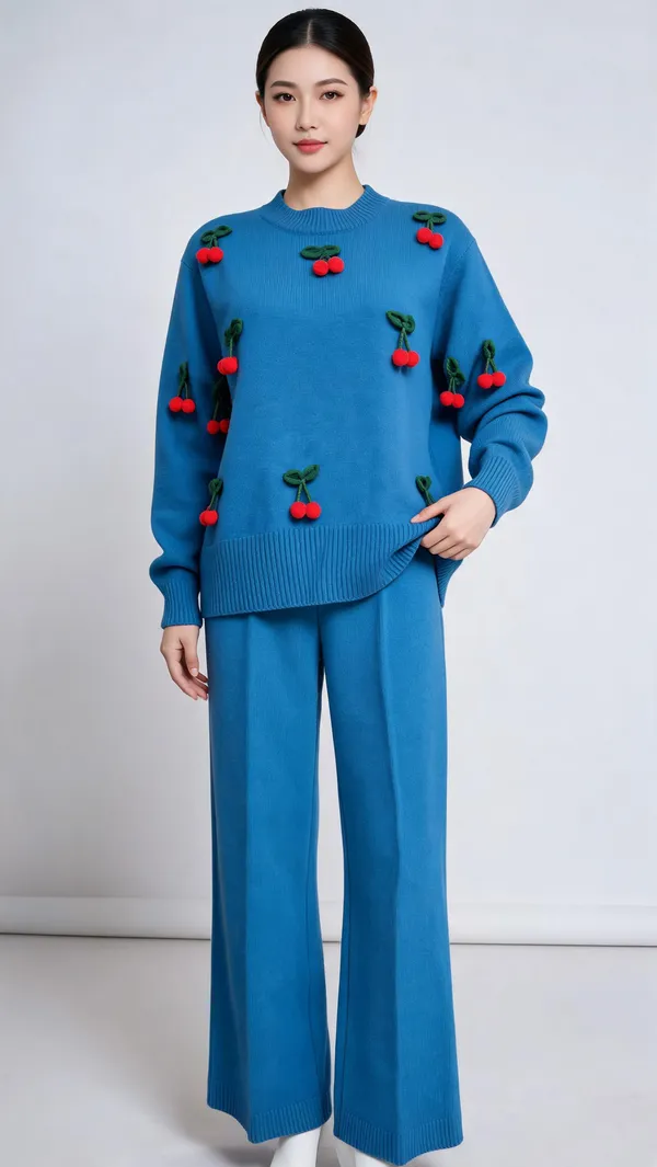 Blue_Woolen_Cherry_Embroidered_Relaxed_Fit_Co-Ord_Set_For_Women