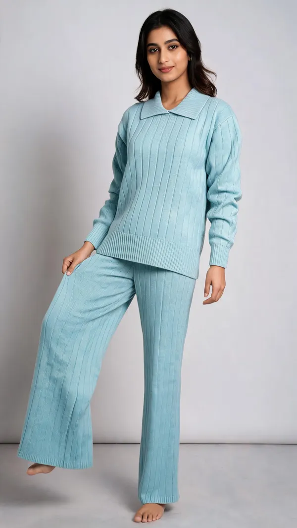 Blue_Woolen_Ribbed_Knit_Relaxed_Fit_Co-Ord_Set_For_Women