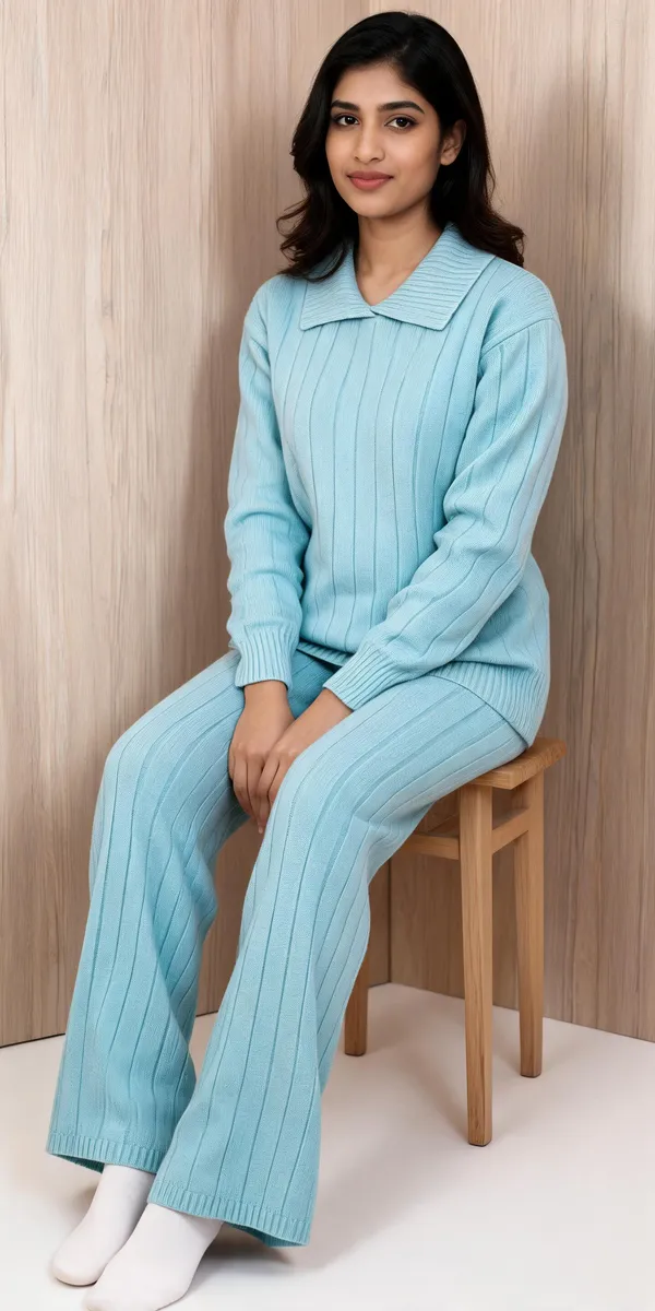 Blue_Woolen_Ribbed_Knit_Relaxed_Fit_Co-Ord_Set_For_Women
