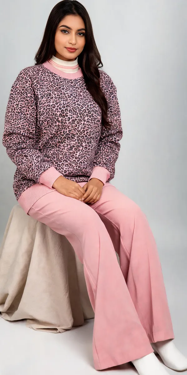 Pink_Woolen_Leopard_Print_Relaxed_Fit_Co-Ord_Set_For_Women