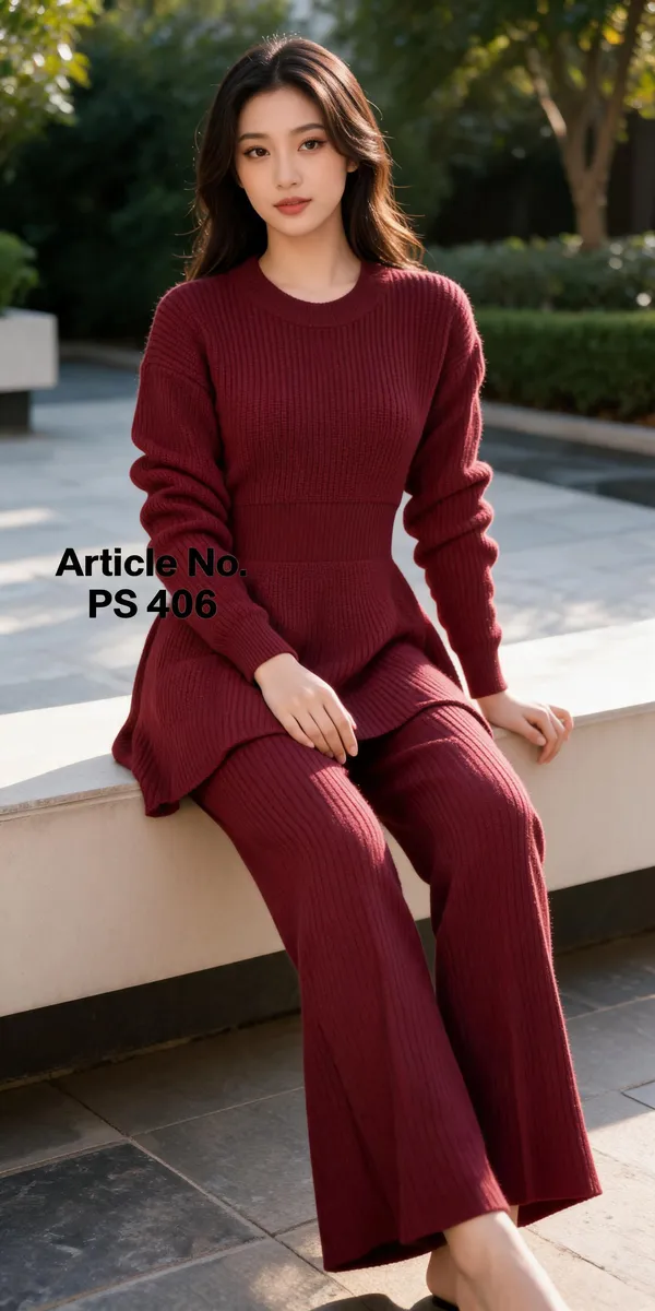 Maroon_Woolen_Ribbed_Knit_Relaxed_Fit_Co-Ord_Set_For_Women
