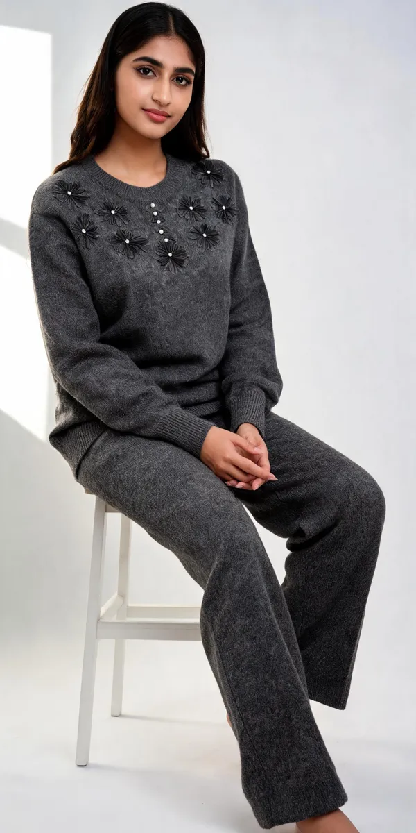 Grey_Woolen_Knit_Regular_Fit_Co-Ord_Set_For_Women