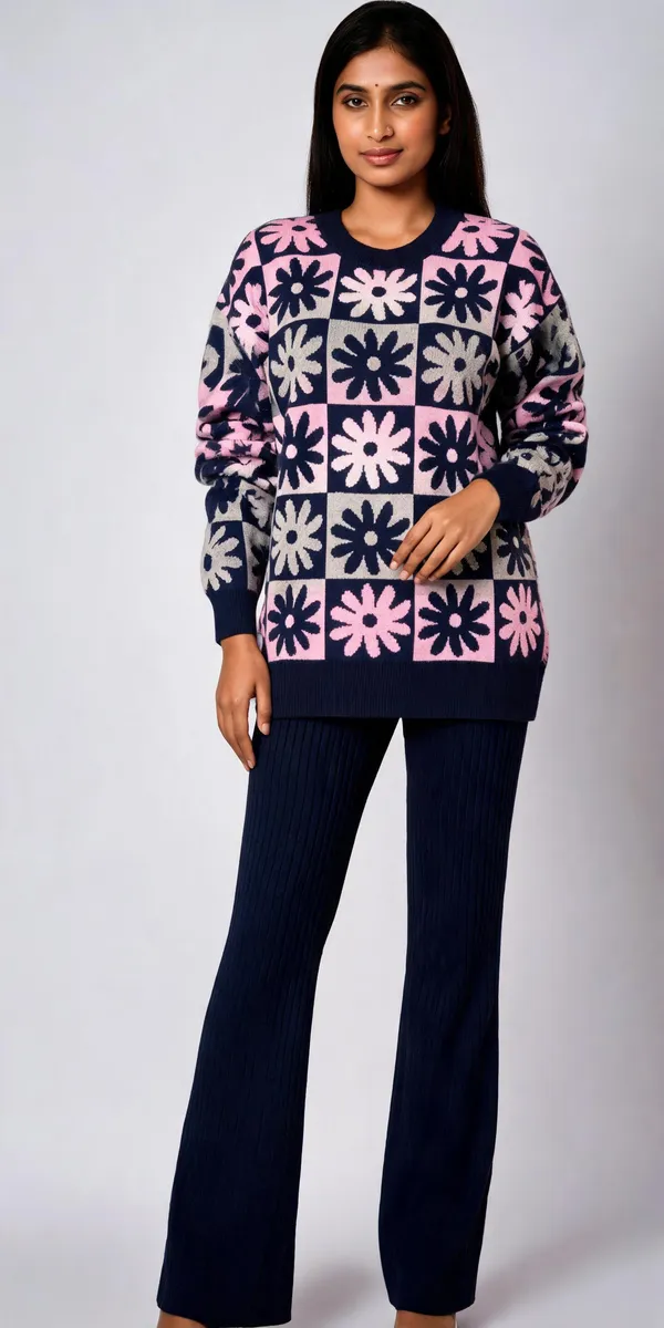 Navy_Woolen_Floral_Print_Knit_Co-Ord_Set_For_Women