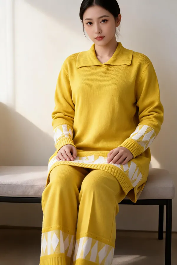 Yellow_Woolen_Knit_Relaxed_Fit_Co-Ord_Set_For_Women