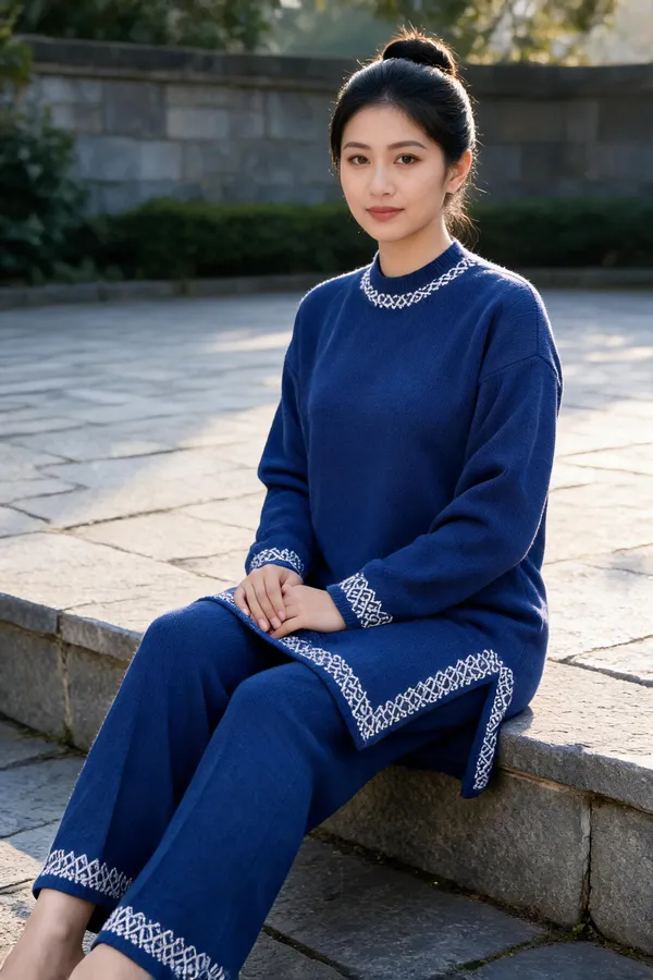 Blue_Woolen_Embroidered_Straight_Fit_Co-Ord_Set_For_Women