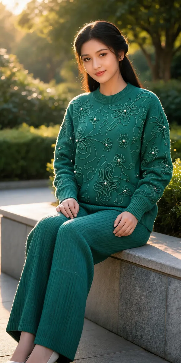 Teal_Woolen_Knit_Embroidered_Co-Ord_Set_For_Women