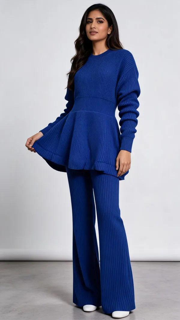 Blue_Woolen_Ribbed_Knit_Relaxed_Fit_Co-Ord_Set_For_Women