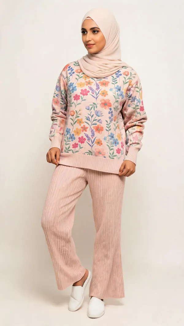 Pink_Woolen_Floral_Print_Relaxed_Fit_Co-Ord_Set_For_Women