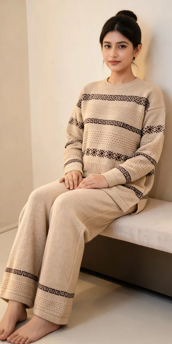 Beige_Woolen_Knit_Relaxed_Fit_Co-Ord_Set_For_Women