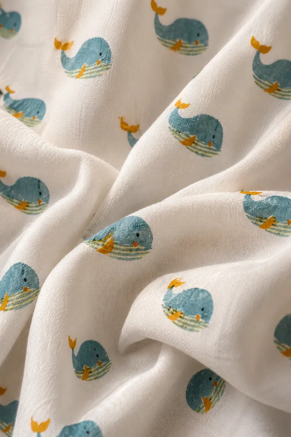 White_Cotton_A-Line_Whale_Print_Dress_For_Women