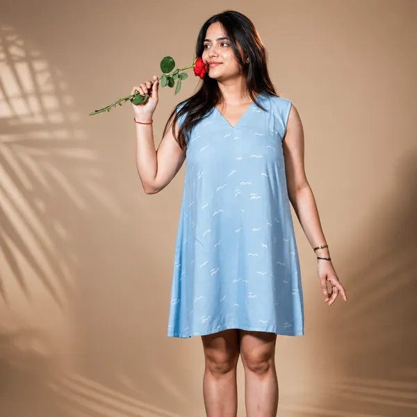 Blue_Cotton_Sleeveless_Cloud_Print_A-Line_Dress_For_Women