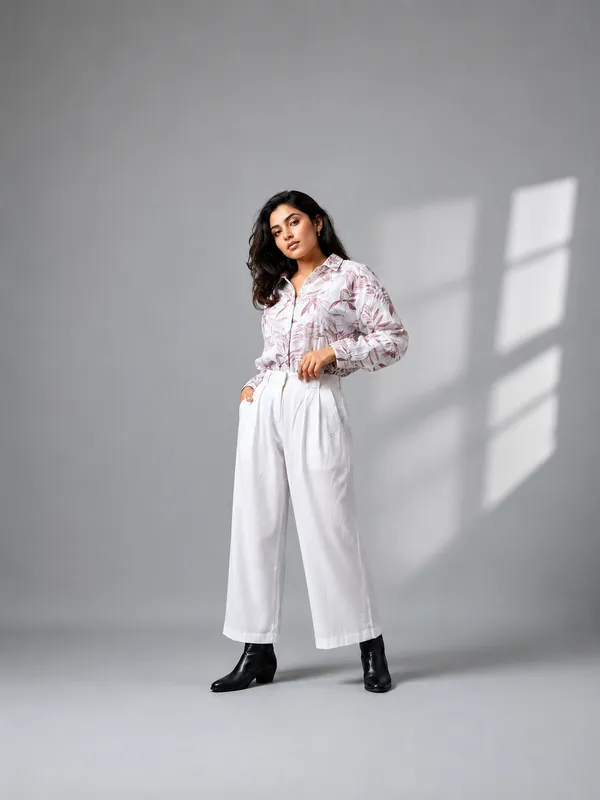 White_Linen_Blend_High-Waist_Wide-Leg_Pants_For_Women