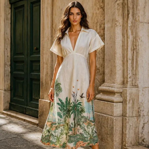 Multicolor_Cotton_Botanical_Print_Relaxed_Midi_Dress_For_Women