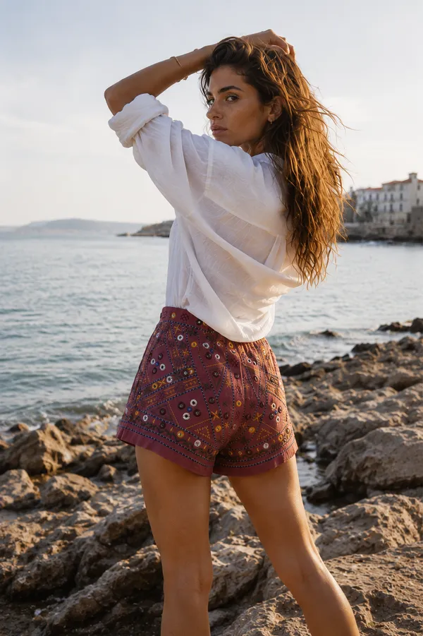 Rust_Embellished_Relaxed_Shorts_For_Women