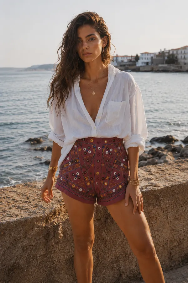 Rust_Embellished_Relaxed_Shorts_For_Women