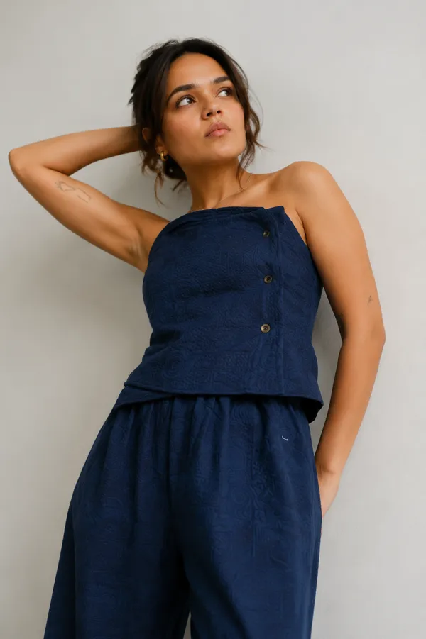 Blue_Denim_Strapless_Wide_Leg_Co-Ord_Set_For_Women