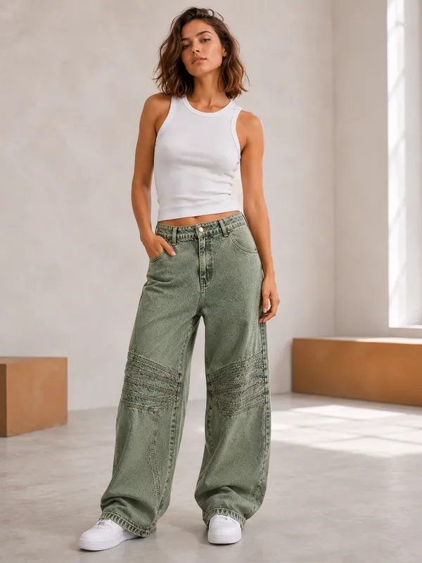 Olive_Washed_Relaxed_Baggy_Jeans_For_Women