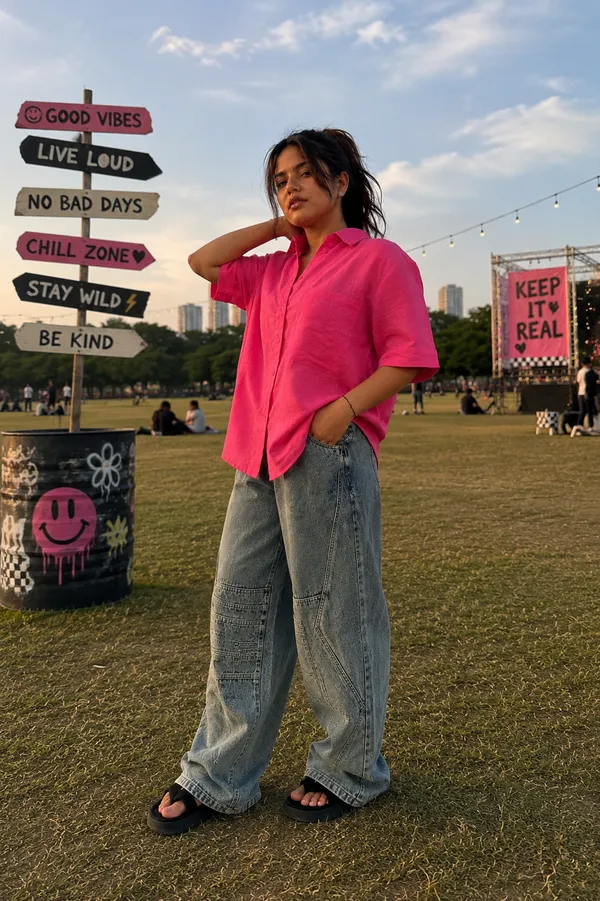 Pink_Linen_Blend_Oversized_Shirt_For_Women