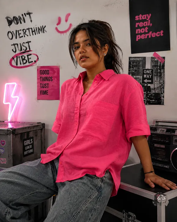 Pink_Linen_Blend_Oversized_Shirt_For_Women