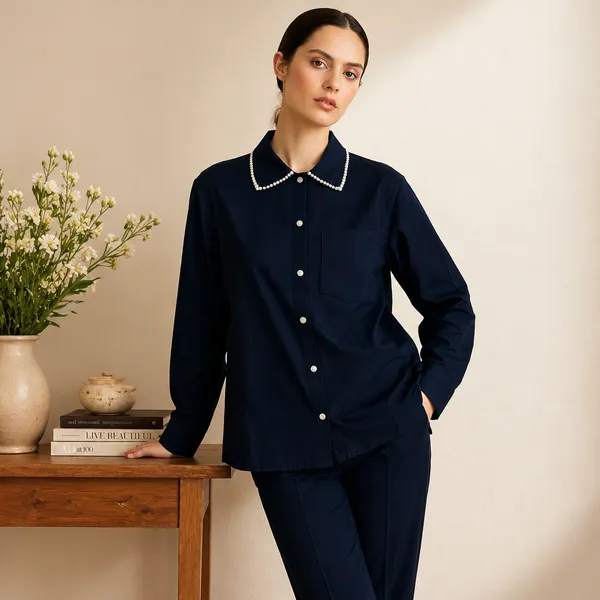 Navy_Blue_Denim_Pearl_Embellished_Co-Ord_Set_For_Women