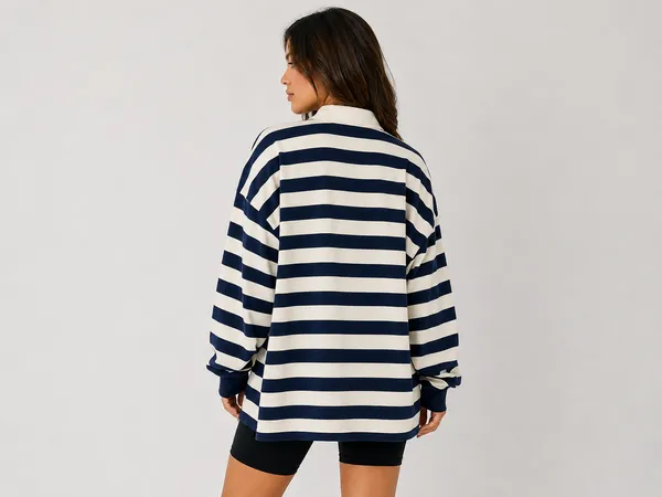 Navy_Cream_Cotton_Oversized_Striped_Rugby_T-Shirt_For_Women