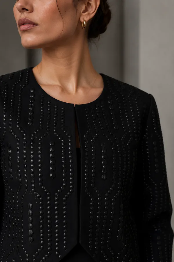 Black_Embellished_Structured_Cropped_Top_For_Women
