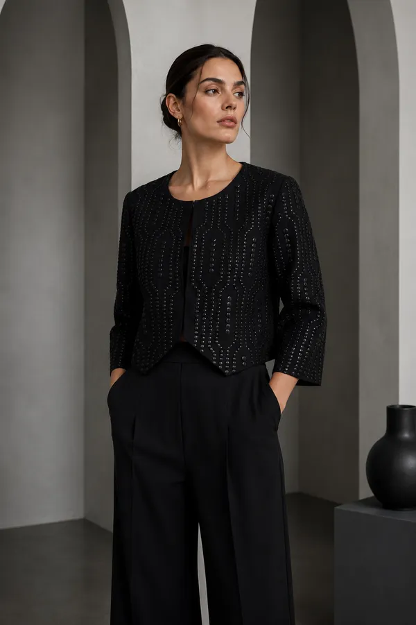 Black_Embellished_Structured_Cropped_Top_For_Women