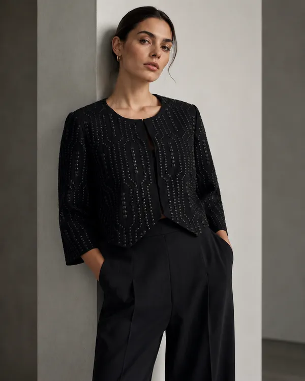 Black_Embellished_Structured_Cropped_Top_For_Women