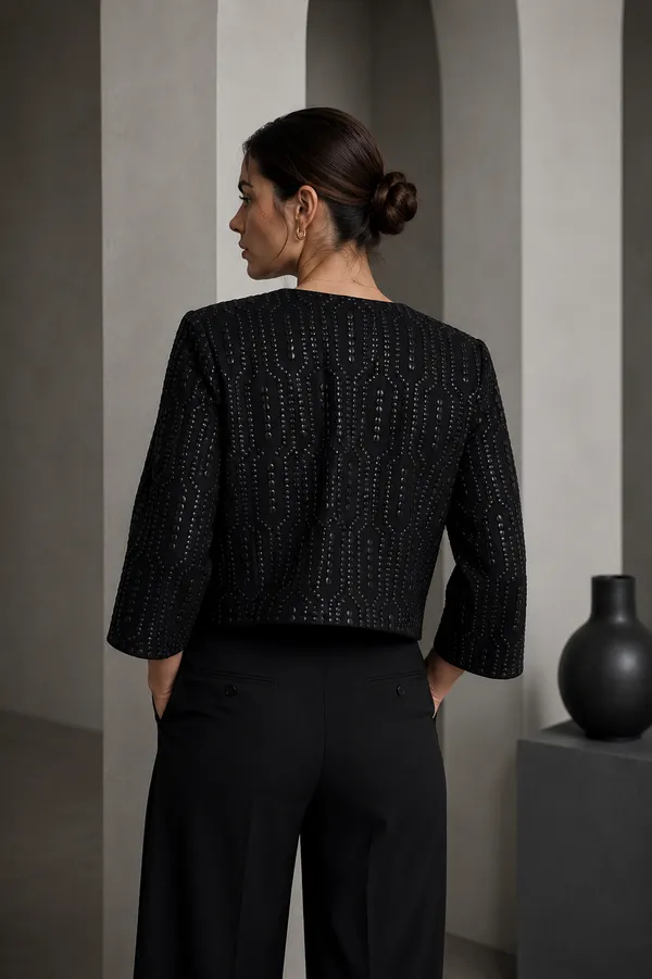 Black_Embellished_Structured_Cropped_Top_For_Women