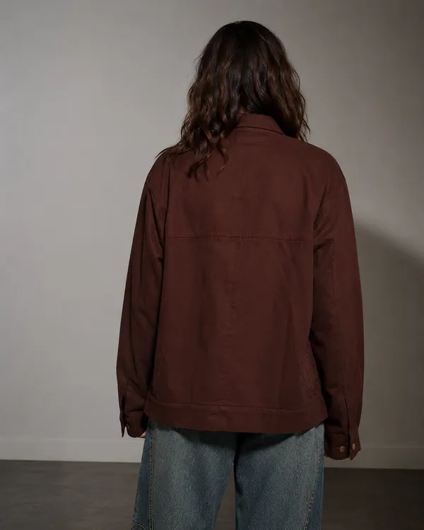 Brown_Cotton_Denim_Oversized_Embroidered_Shirt_For_Women