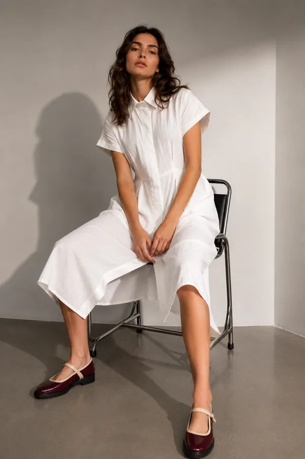 White_Linen_Relaxed_Midi_Shirt_Dress_For_Women