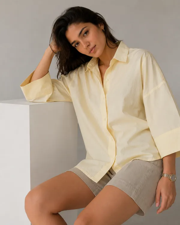 Yellow_Cotton_Oversized_Drop_Shoulder_Shirt_For_Women
