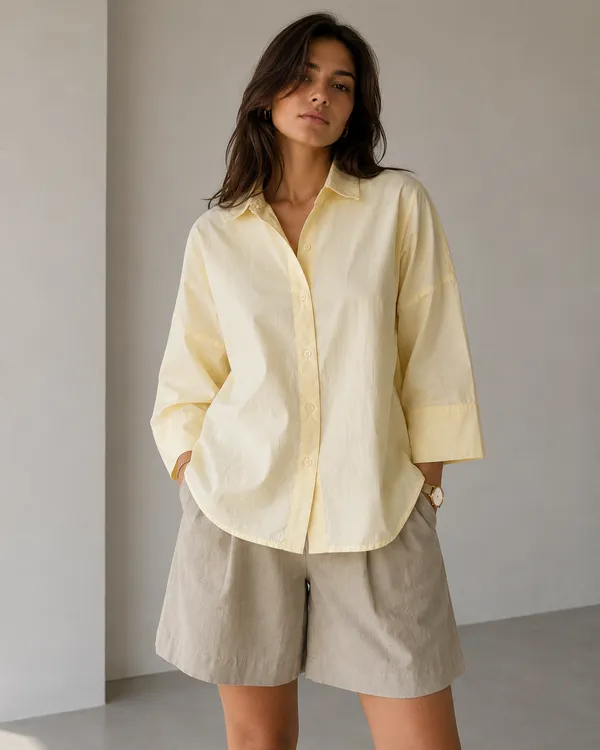 Yellow_Cotton_Oversized_Drop_Shoulder_Shirt_For_Women