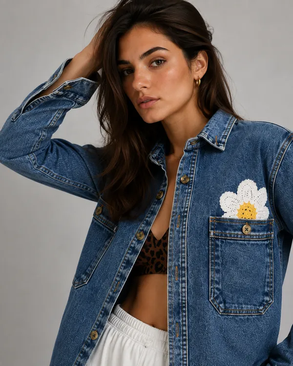 Blue_Denim_Relaxed_Utility_Daisy_Applique_Overshirt_For_Women