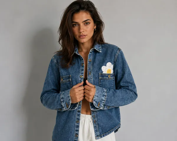 Blue_Denim_Relaxed_Utility_Daisy_Applique_Overshirt_For_Women