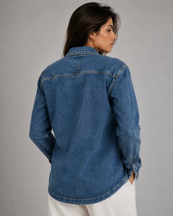 Blue_Denim_Relaxed_Utility_Daisy_Applique_Overshirt_For_Women