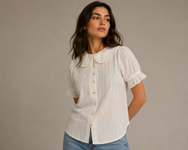White_Cotton_Puff_Sleeve_Peter_Pan_Collar_Shirt_For_Women