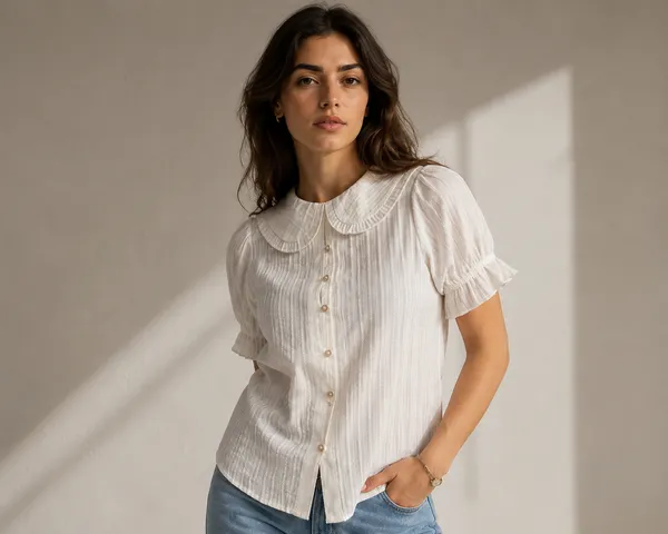 White_Cotton_Puff_Sleeve_Peter_Pan_Collar_Shirt_For_Women