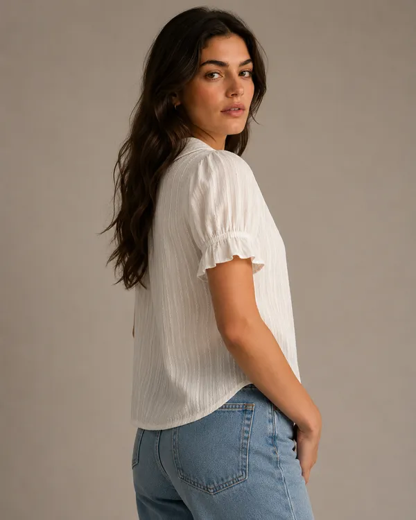 White_Cotton_Puff_Sleeve_Peter_Pan_Collar_Shirt_For_Women