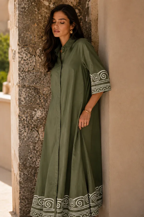 Olive_Cotton_Embroidered_Shirt_Dress_For_Women