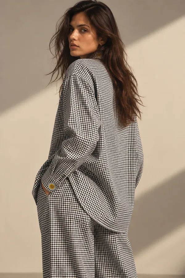 Grey_Gingham_Relaxed_Button-Down_Co-Ord_Set_For_Women