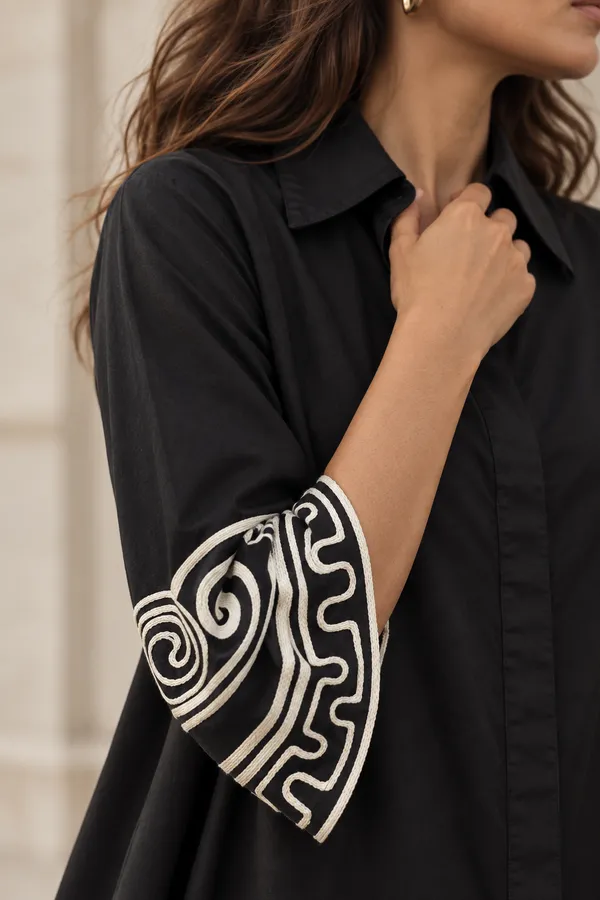 Black_Cotton_Oversized_Embroidered_Shirt_Dress_For_Women